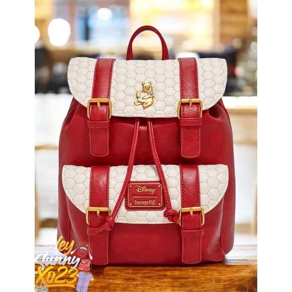 Loungefly Disney Winnie the Pooh Honeycomb Buckle Strap Mini Backpack - Picture 1 of 5